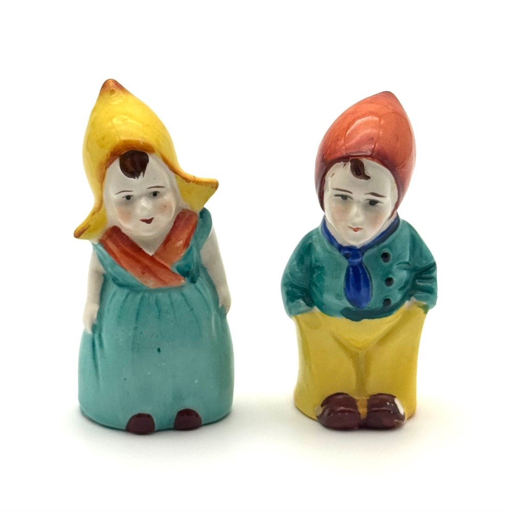 Hand Painted Dutch Boy and Girl Salt and Pepper Shakers Vintage Japan